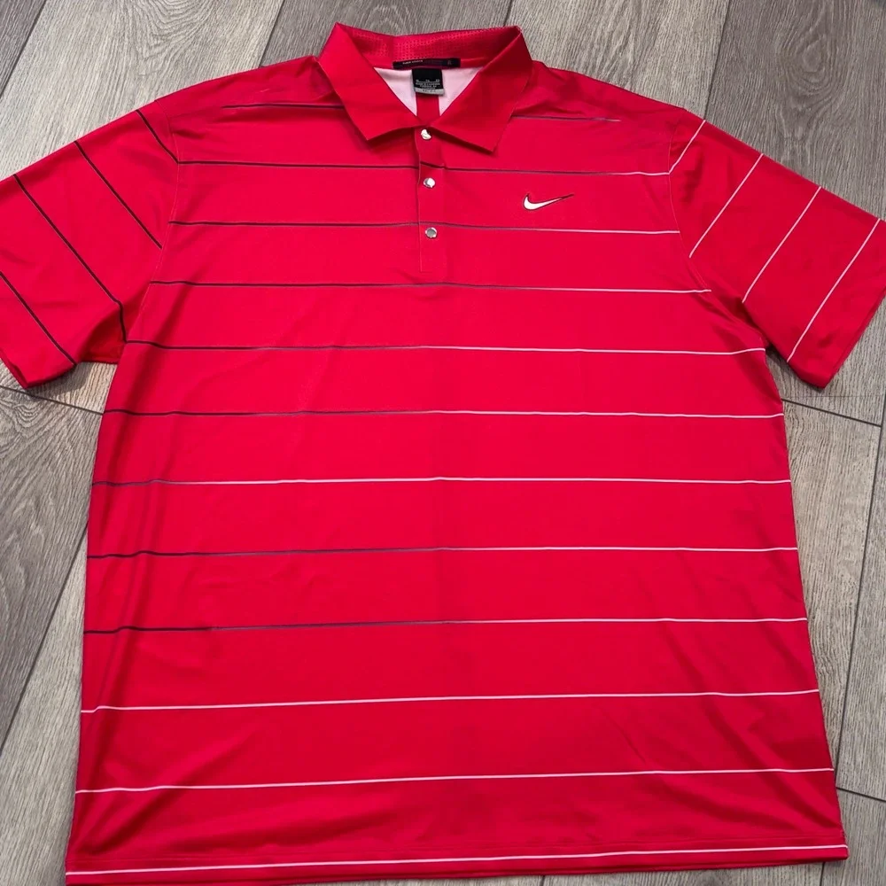 Nike Golf Polo Mens XL Red Tiger Woods Collection Dri-FIT Preppy Athletic Casual